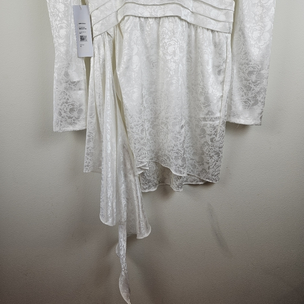 Ronny Kobo Lilian Satin Asymmetrical White Dress Size XL NWT - Picture 4 of 12
